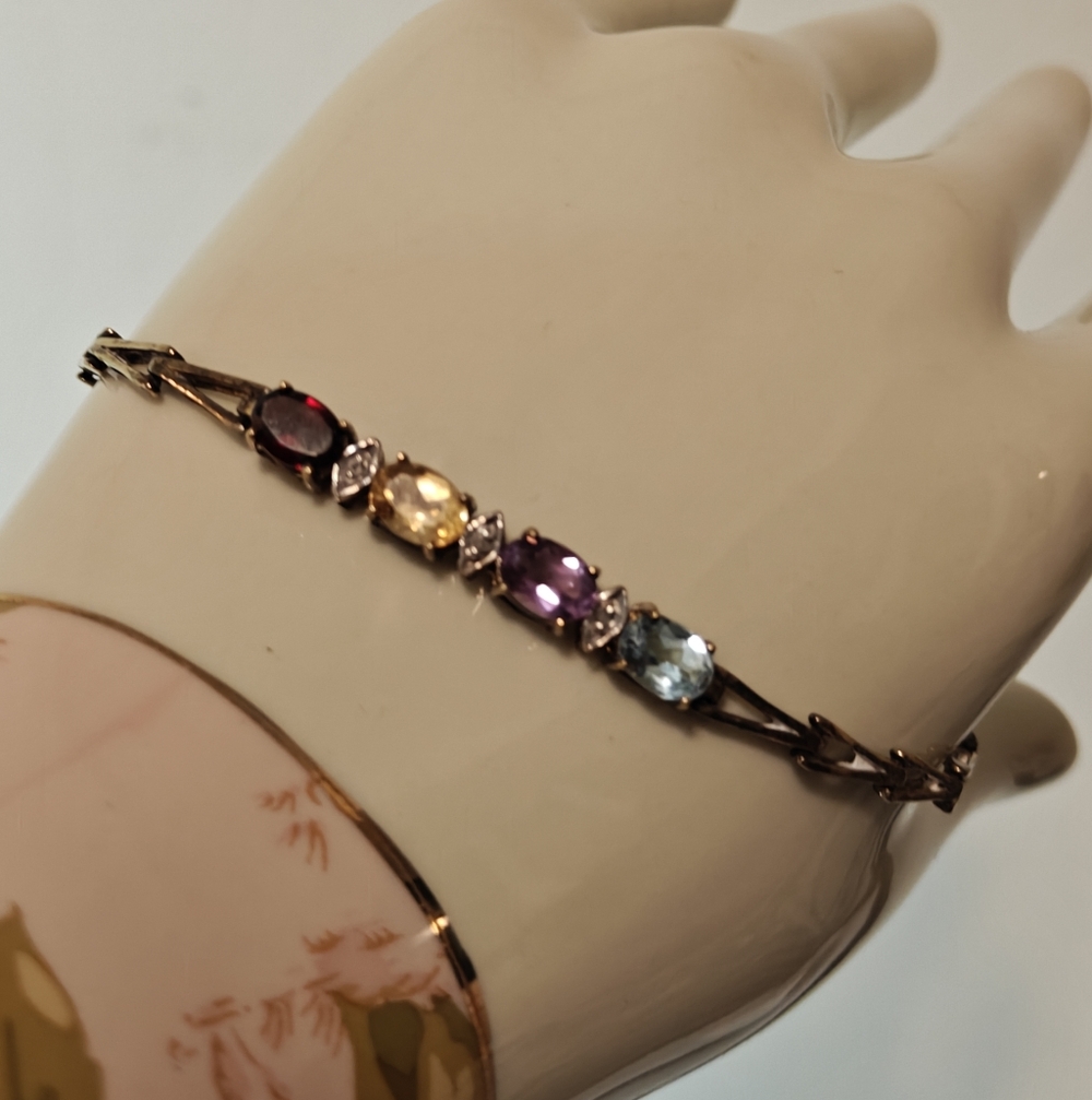 Elegant Gilt Silver 925 Multi-Stone Gold Bracelet